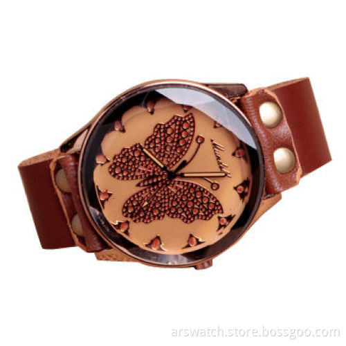 Fashion watch with butterfly pattern on dial